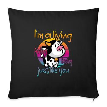 Vegan Veganer Kuh - Sofakissenbezug 45 x 45 cm - Schwarz - Vorne