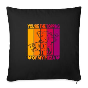 Valentinstag Pizza Partner Liebe - Sofakissenbezug 45 x 45 cm - Schwarz - Vorne