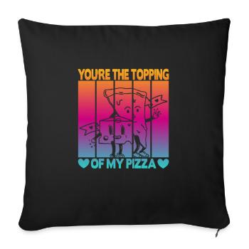Valentinstag Pizza Partner Liebe - Sofakissenbezug 45 x 45 cm - Schwarz - Vorne