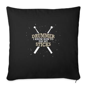 Percussion Drums Drummer Woodwind Snare Music Drum - Housse de coussin décorative 45 x 45 cm - noir - Devant