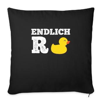 R Ente Renteneintritt Rentner - Sofakissenbezug 45 x 45 cm - Schwarz - Vorne