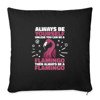 Flamingo Animal Pink - Sofa pillowcase 17,3'' x 17,3'' (45 x 45 cm) - black - Front