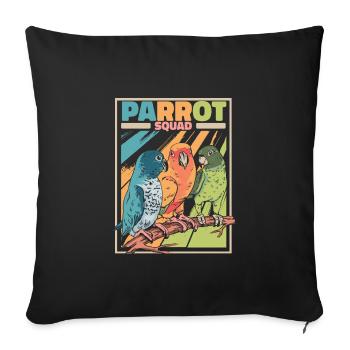 Perroquets Perruche d’oiseau - Housse de coussin décorative 45 x 45 cm - noir - Devant
