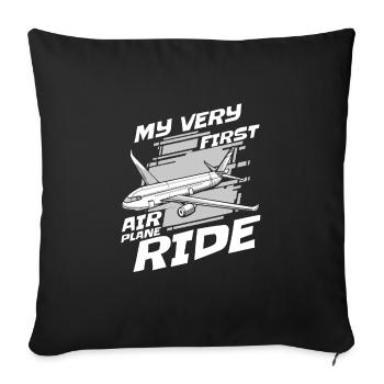 Vol du premier vol de l’avion - Housse de coussin décorative 45 x 45 cm - noir - Devant