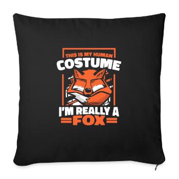 Fox Foxes Animal - Sofa pillowcase 17,3'' x 17,3'' (45 x 45 cm) - black - Front