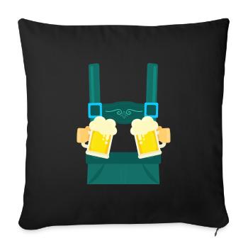 Fake Hosenträger Lederhosen Bayern Bier Trachten - Sofakissenbezug 45 x 45 cm - Schwarz - Vorne