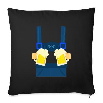 Fake Hosenträger Lederhosen Bayern Bier Trachten - Sofakissenbezug 45 x 45 cm - Schwarz - Vorne