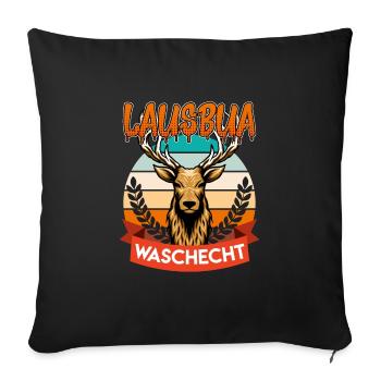 Waschechter Lausbub Bayer Trachtenshirt - Sofakissenbezug 45 x 45 cm - Schwarz - Vorne