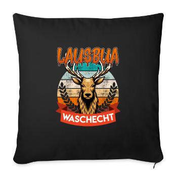 Waschechter Lausbub Bayer Trachtenshirt - Sofakissenbezug 45 x 45 cm - Schwarz - Vorne