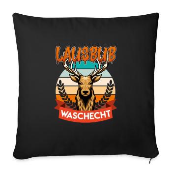 Waschechter Lausbub Bayer Trachtenshirt - Sofakissenbezug 45 x 45 cm - Schwarz - Vorne