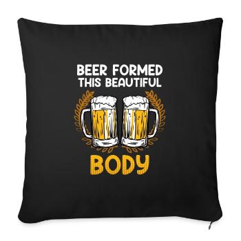 La bière a façonné ce beau corps de messieurs bavarois - Housse de coussin décorative 45 x 45 cm - noir - Devant