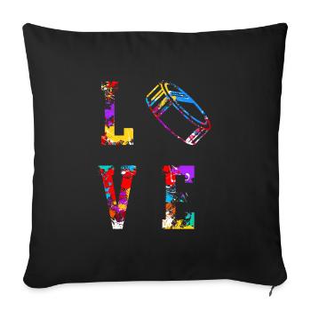 Eishockey Hockey Love - Sofakissenbezug 45 x 45 cm - Schwarz - Vorne