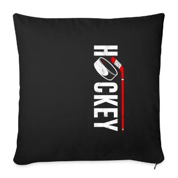 Ice Hockey Puck Hockey Sticks - Sofa pillowcase 17,3'' x 17,3'' (45 x 45 cm) - black - Front