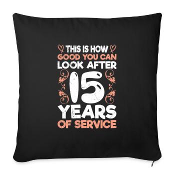Company anniversary 15 years service anniversary - Sofa pillowcase 17,3'' x 17,3'' (45 x 45 cm) - black - Front