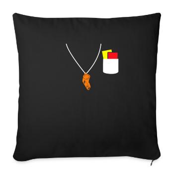 L’arbitre siffle un carton jaune carton rouge - Housse de coussin décorative 45 x 45 cm - noir - Devant