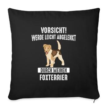 Foxterrier Drahthaar Hund - Sofakissenbezug 45 x 45 cm - Schwarz - Vorne