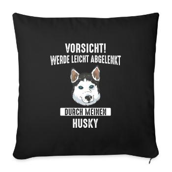 Husky Siberian Husky Hund - Sofakissenbezug 45 x 45 cm - Schwarz - Vorne