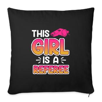 Arbitre féminine Schiri - Housse de coussin décorative 45 x 45 cm - noir - Devant