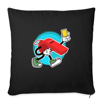 Sifflet de l’arbitre avec carton jaune Shiri - Housse de coussin décorative 45 x 45 cm - noir - Devant