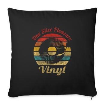 One Slice Pleasure Vinyl Musique Vintage Rétro - Housse de coussin décorative 45 x 45 cm - noir - Devant