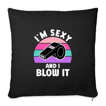 Je suis sexy et je le souffle SChiedsrichterin - Housse de coussin décorative 45 x 45 cm - noir - Devant