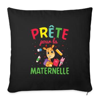 Prête Pour La Maternelle rentrée scolaire girafe - Housse de coussin décorative 45 x 45 cm - noir - Devant