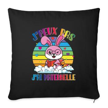 J Peux Pas J Ai Maternelle lapin écolière livre - Housse de coussin décorative 45 x 45 cm - noir - Devant