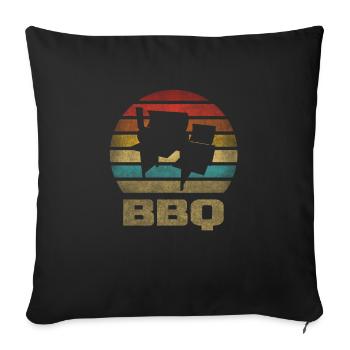 BBQ Time Barbecue Grilling Retro Vintage - Sofa pillowcase 17,3'' x 17,3'' (45 x 45 cm) - black - Front