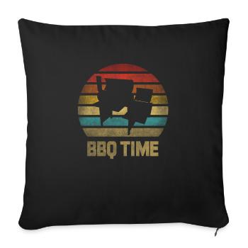 BBQ Time Barbecue Grilling Retro Vintage - Sofa pillowcase 17,3'' x 17,3'' (45 x 45 cm) - black - Front