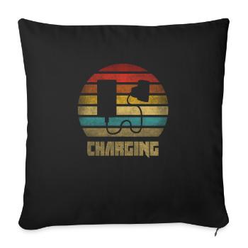 Charger Charging Smartphone Phone Retro Vintage - Sofakissenbezug 45 x 45 cm - Schwarz - Vorne