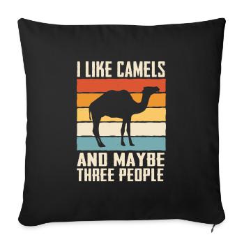Camel Desert Camels Egypt - Sofa pillowcase 17,3'' x 17,3'' (45 x 45 cm) - black - Front