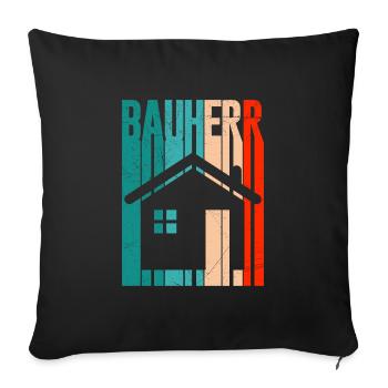 Richtfest Eigenheim Bauherr - Sofakissenbezug 45 x 45 cm - Schwarz - Vorne