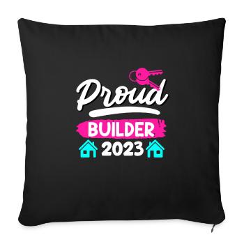 Proud client 2023 Topping-out ceremony for owner-occupied homes - Sofa pillowcase 17,3'' x 17,3'' (45 x 45 cm) - black - Front