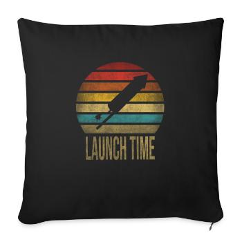 Fireworks Boom Rocket Going Up Launch Retro - Sofakissenbezug 45 x 45 cm - Schwarz - Vorne