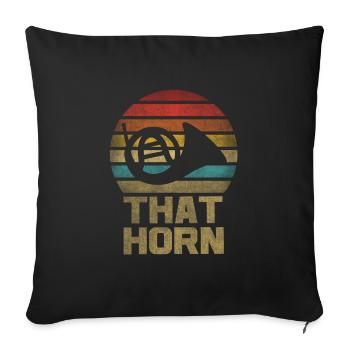 Français Instrument de cor Retro Sunset - Housse de coussin décorative 45 x 45 cm - noir - Devant