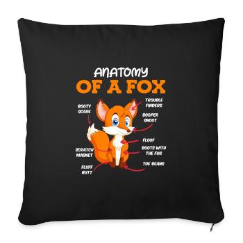 Anatomie eines Fuches Fuchs Kinder - Sofakissenbezug 45 x 45 cm - Schwarz - Vorne