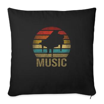 Piano à queue Musique Pianiste Retro Sunset - Housse de coussin décorative 45 x 45 cm - noir - Devant