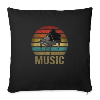 Piano à queue Musique Pianiste Retro Sunset - Housse de coussin décorative 45 x 45 cm - noir - Devant