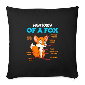 Anatomie eines Fuches Fuchs Kinder - Sofakissenbezug 45 x 45 cm - Schwarz - Vorne