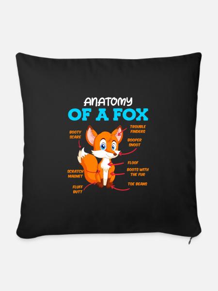 Anatomie eines Fuches Fuchs Kinder - Sofakissenbezug 45 x 45 cm - Schwarz