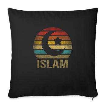 Islam Crestcent Star Religion Rétro Coucher de Soleil - Housse de coussin décorative 45 x 45 cm - noir - Devant
