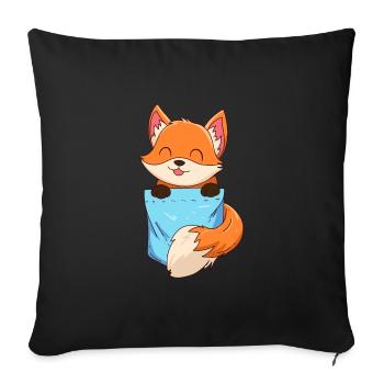 Fuchs in Brusttasche Hemdtasche Fake Brusttasche - Sofakissenbezug 45 x 45 cm - Schwarz - Vorne