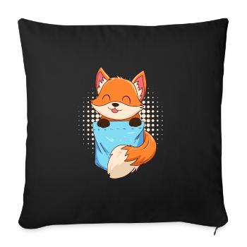 Fuchs in Brusttasche Hemdtasche Fake Brusttasche - Sofakissenbezug 45 x 45 cm - Schwarz - Vorne