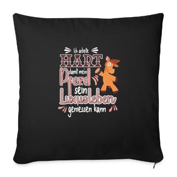 Je travaille dur pour faire mon cheval pour les cavaliers - Housse de coussin décorative 45 x 45 cm - noir - Devant