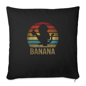 Monkey Eating Banana Dinner Retro Sunset - Sofa pillowcase 17,3'' x 17,3'' (45 x 45 cm) - black - Front