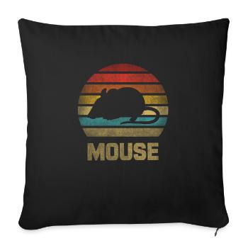 Souris Animal Retro Sunset Vintage - Housse de coussin décorative 45 x 45 cm - noir - Devant