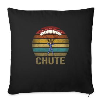 Femme parachutante Oh Chute Parachute - Housse de coussin décorative 45 x 45 cm - noir - Devant