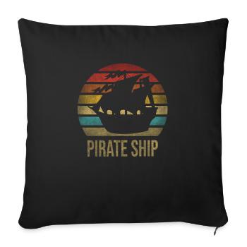 Pirate Ship Pirates Retro Sunset - Sofa pillowcase 17,3'' x 17,3'' (45 x 45 cm) - black - Front