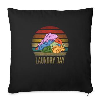 Laundry Day Pile of Clothes Retro Sunset - Sofa pillowcase 17,3'' x 17,3'' (45 x 45 cm) - black - Front