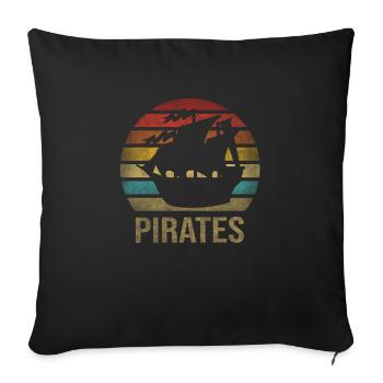 Pirate Ship Pirates Retro Sunset - Sofa pillowcase 17,3'' x 17,3'' (45 x 45 cm) - black - Front